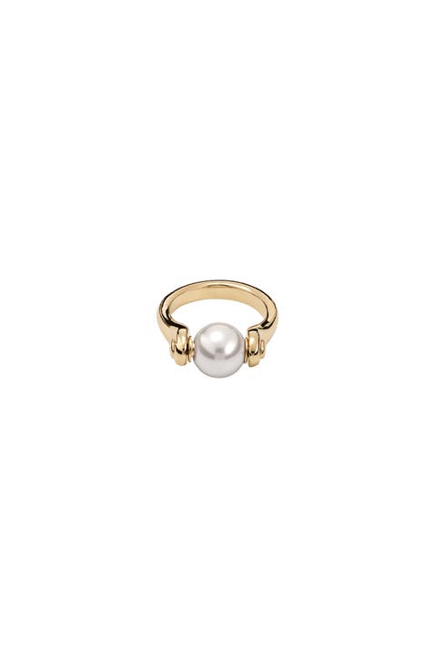 Gold Pearl Accent Ring