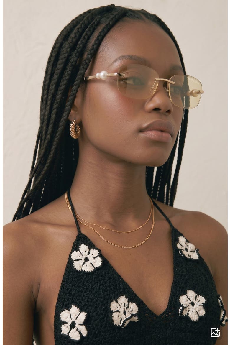Perla 57mm Rectangular Sunglasses, Alternate, color, CHAMPAGNE/ CHAMPAGNE