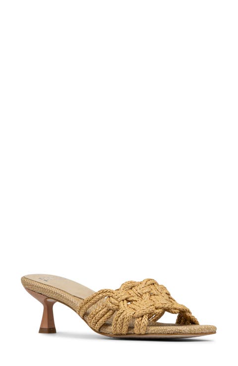Raffia Kitten Heel Slide Sandal (Women)