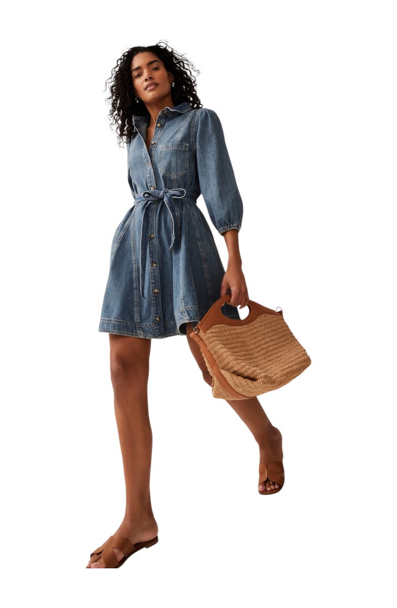 MINT VELVET Denim Mini Shirt Dress, Alternate, color, Blue