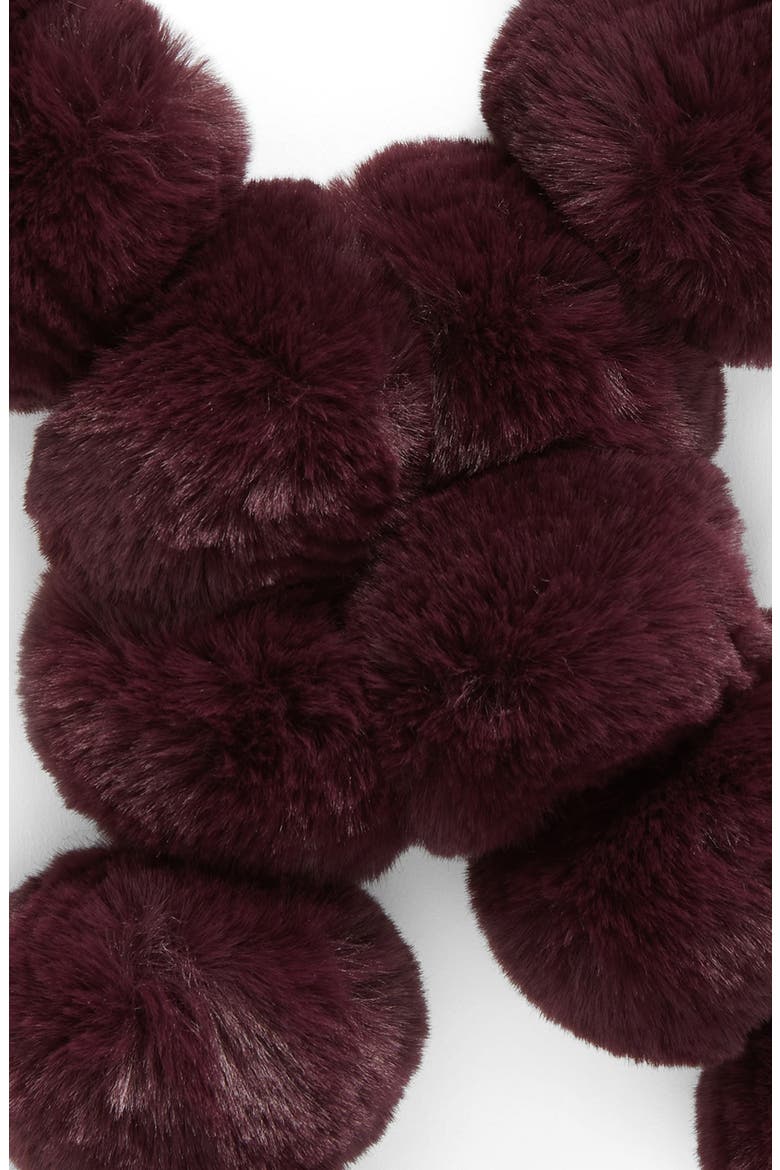 Faux Fur Pom Scarf, Alternate, color, OXBLOOD