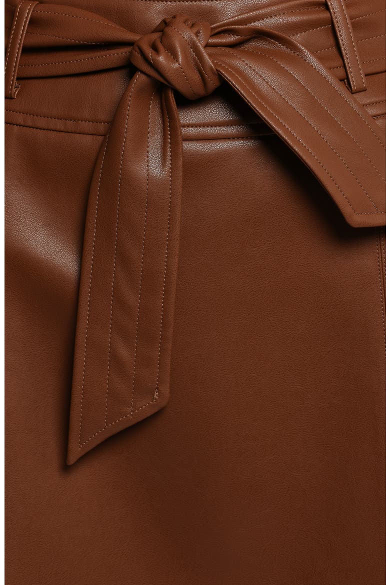 Adaline Faux Leather Midi Skirt, Alternate, color, BROWN