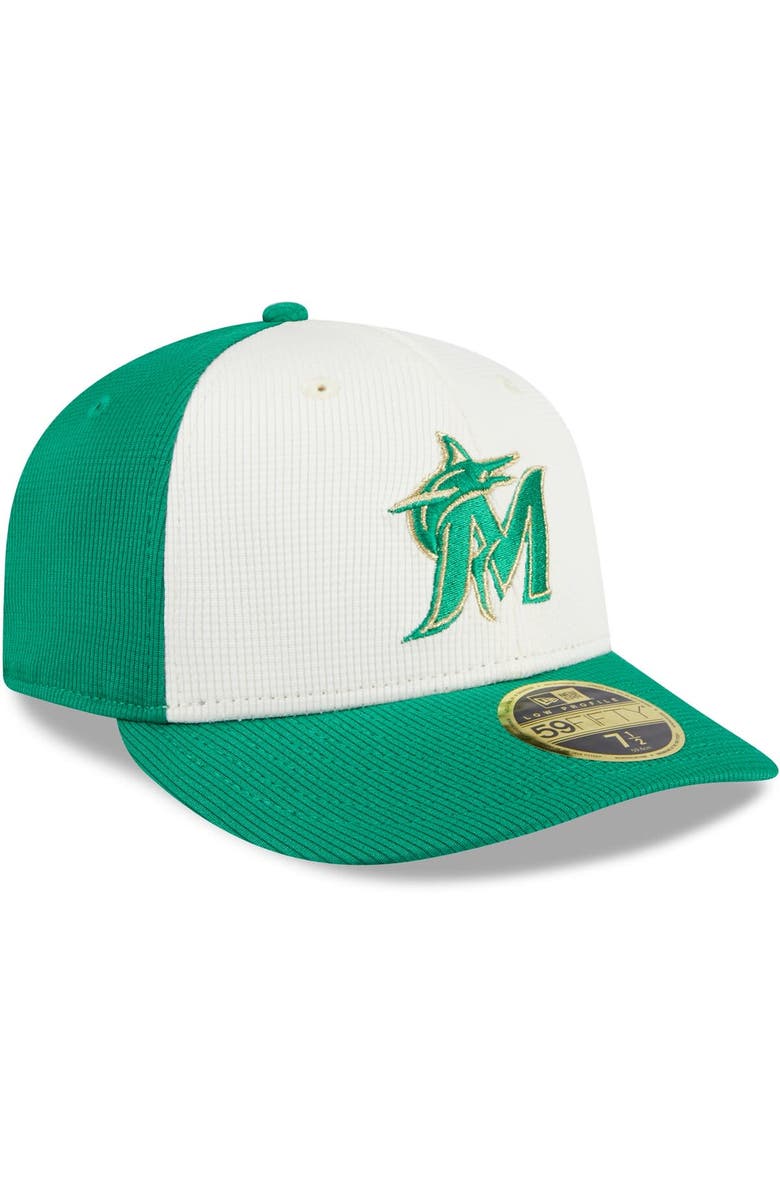 New Era Men's New Era White/Green Miami Marlins 2024 St. Patrick's Day Low Profile 59FIFTY Fitted Hat, Alternate, color, 