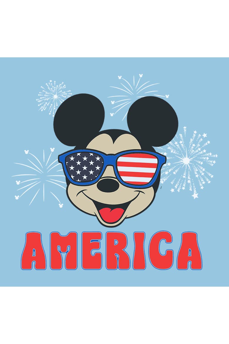 Boy's Mickey & Friends American Sunglasses and Fireworks  Graphic T-Shirt, Alternate, color, Light Blue