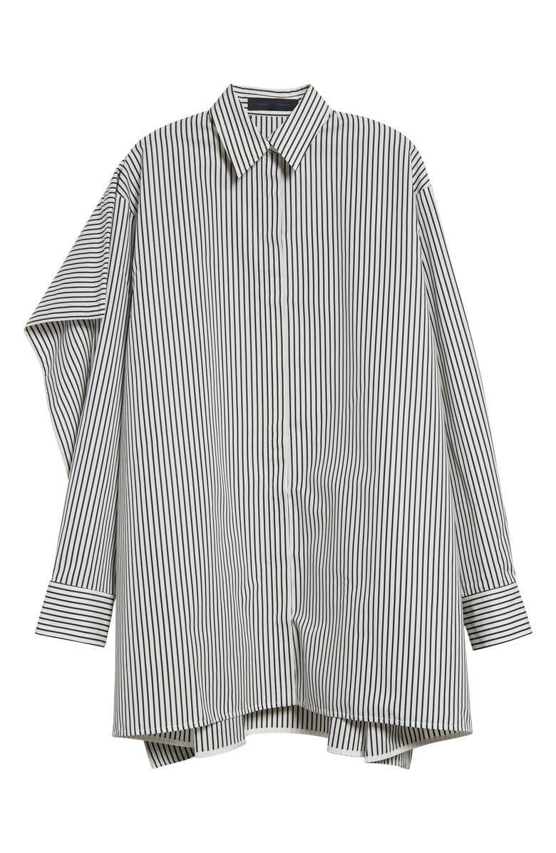 Proenza Schouler Isla stripe Silk & Cotton Shift Cape Dress, Alternate, color, 