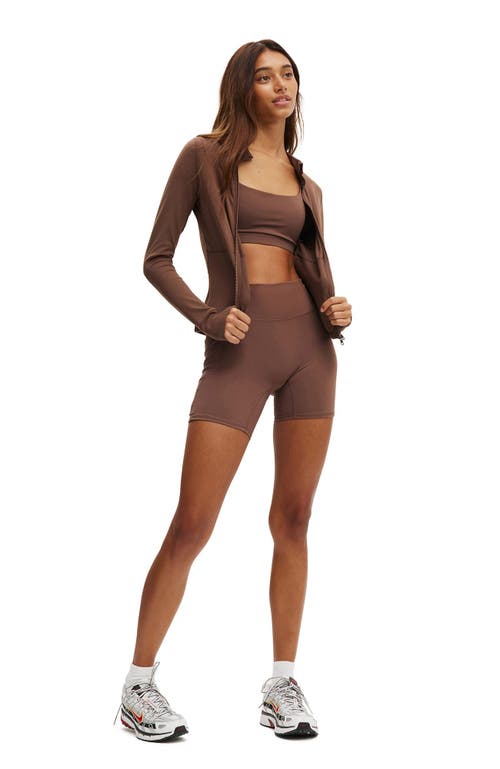 Cotton On Body Active Core Zip Through Long Sleeve In Brown