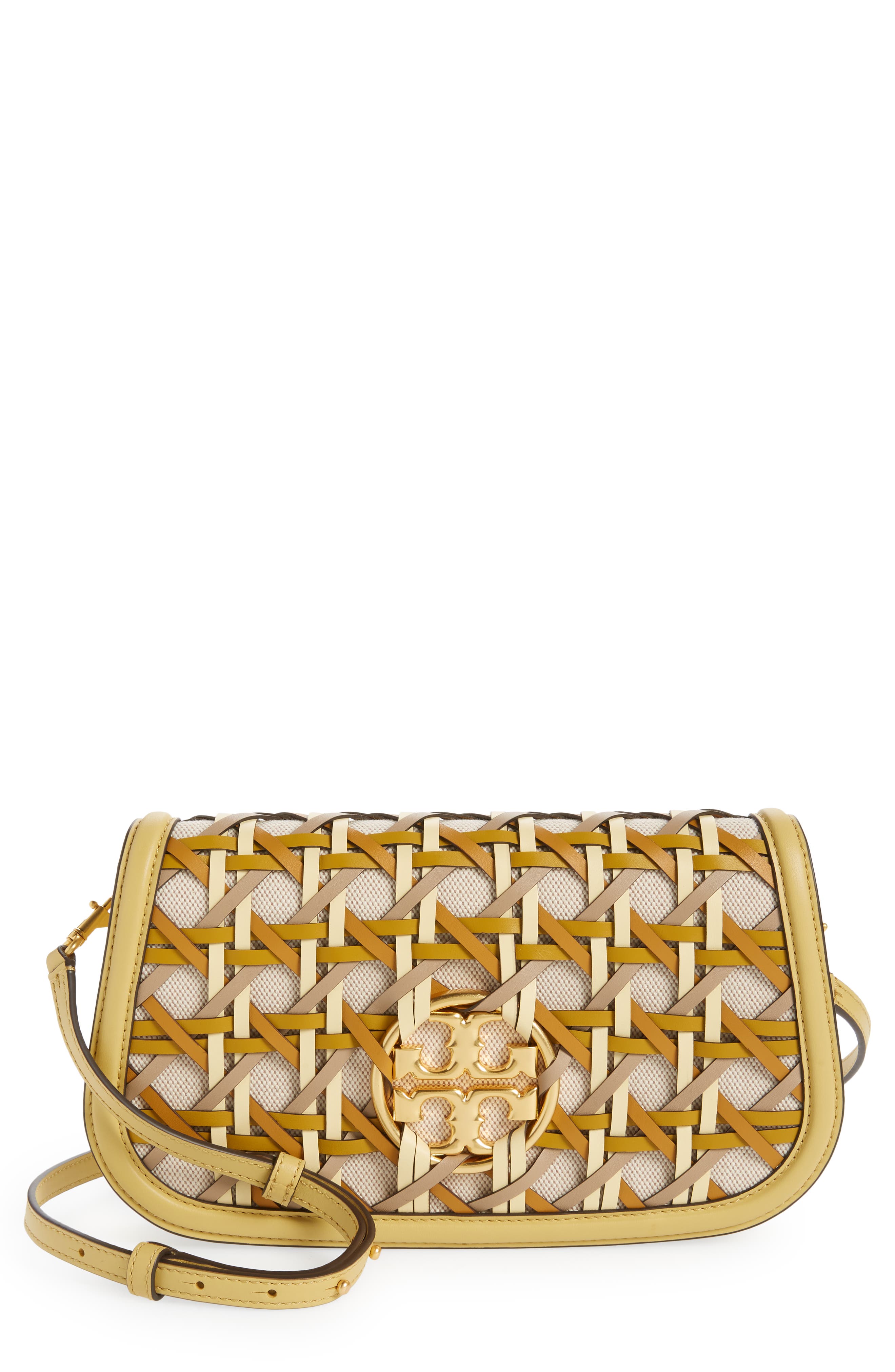 Tory Burch Miller Basketweave Leather Convertible Clutch, Main, color, 