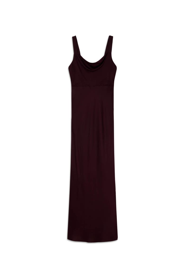 Thea Cowl Satin Maxi Dress, Alternate, color, Chocolate