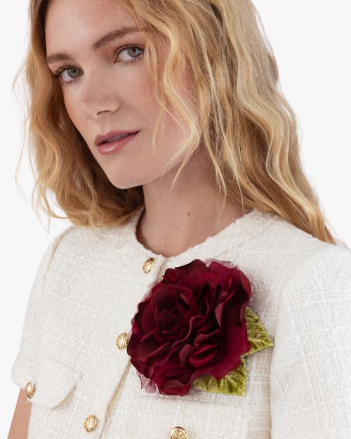 Helena Simon The Large Red Rose Floral Brooch In Red