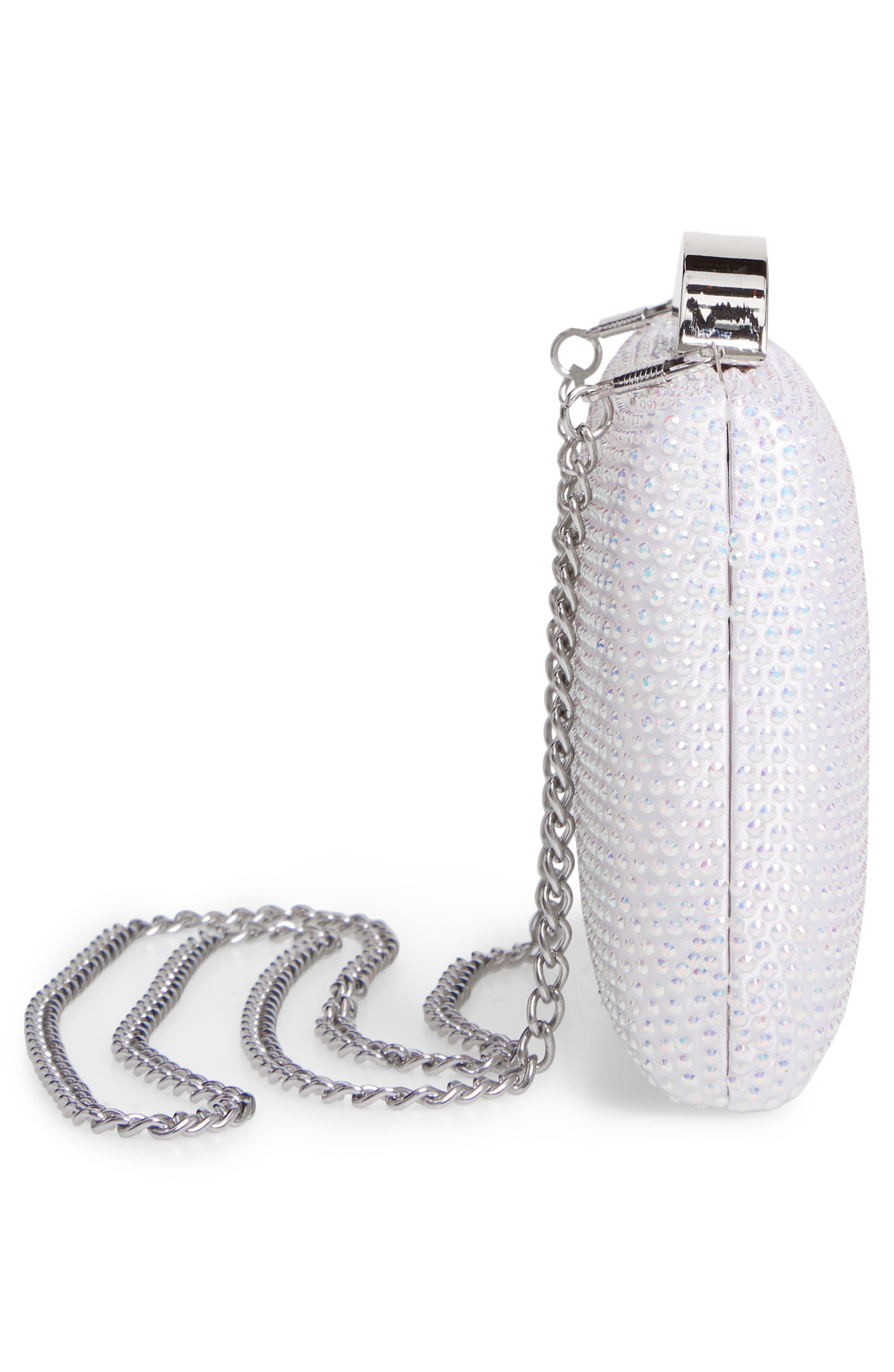 Nina Pacey Crystal Minaudière, Alternate, color, White Ab