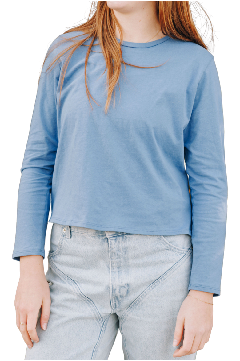 Whisper Long Sleeve Cotton Tee, Alternate, color, Ocean