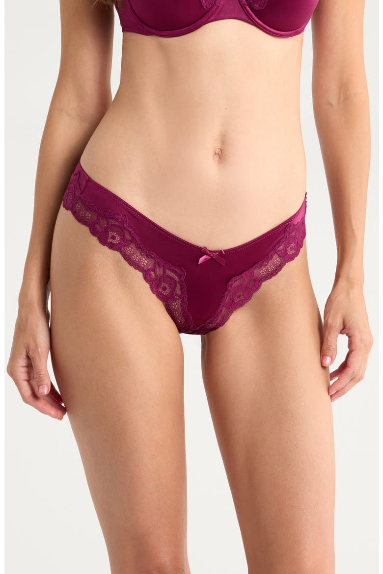 Lace & Shine Brazilian Panties, Main, color, MAGENTA PURPLE