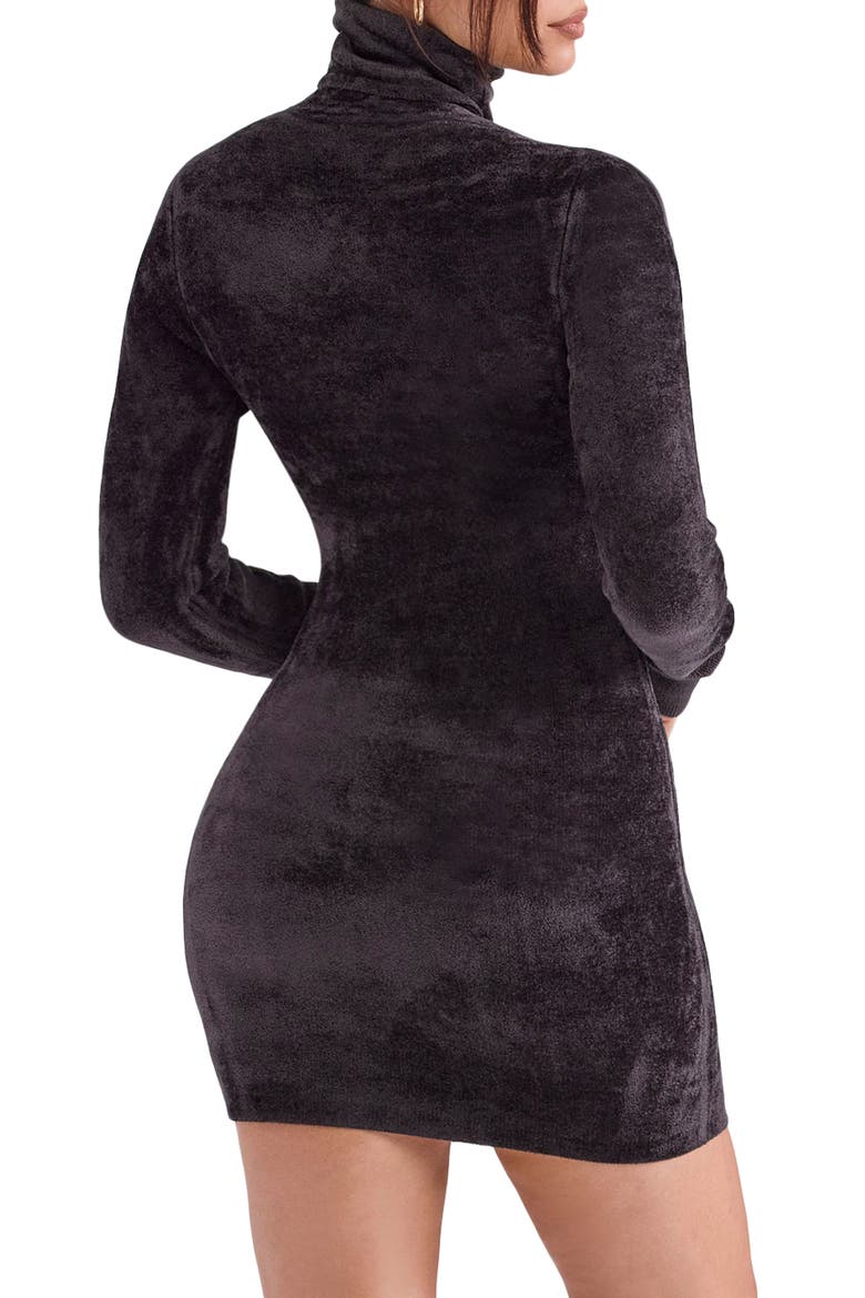 Taya Long Sleeve Chenille Minidress, Alternate, color, CHARCOAL