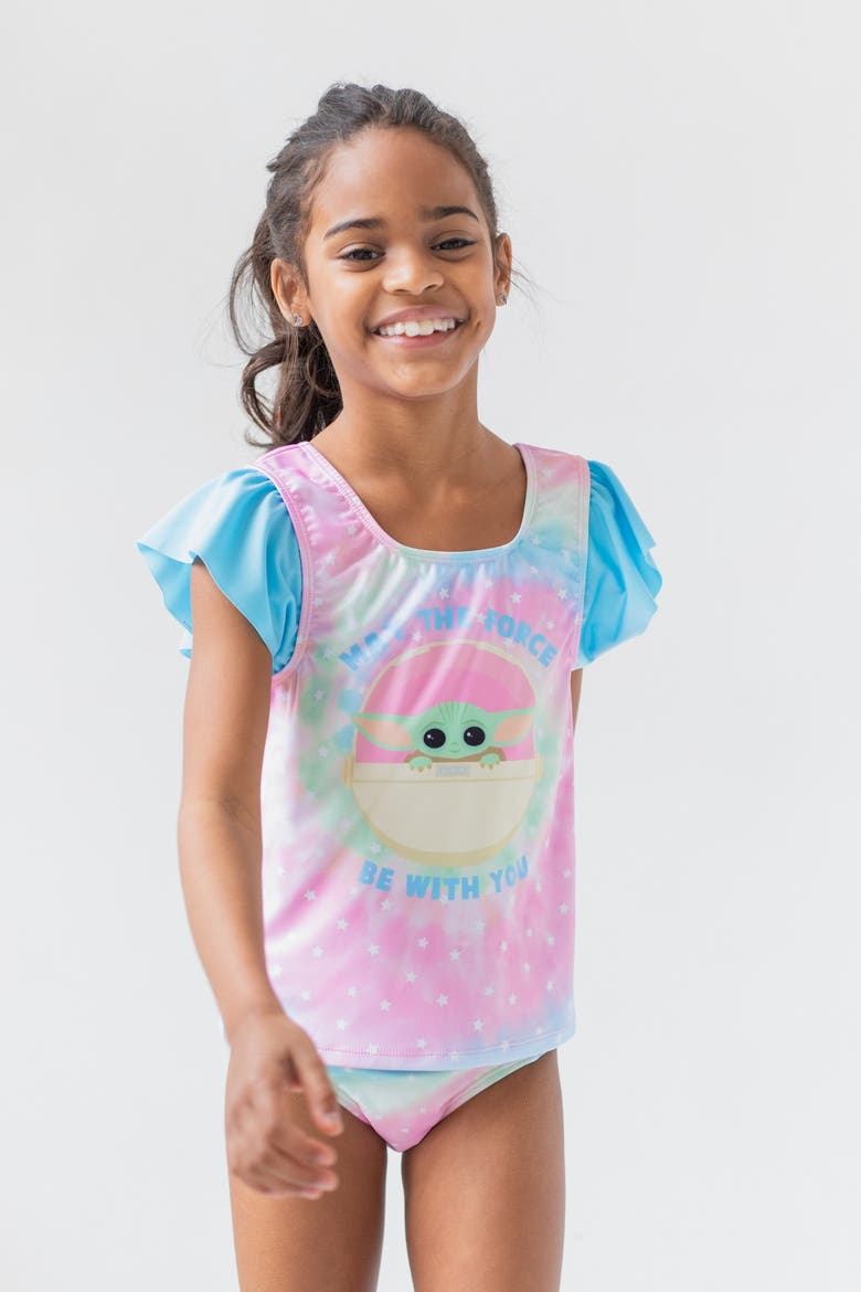 The Mandalorian Grogu 2-Piece Swimwear Bathing Suit, Alternate, color, Grogu Pastel Tie Dye