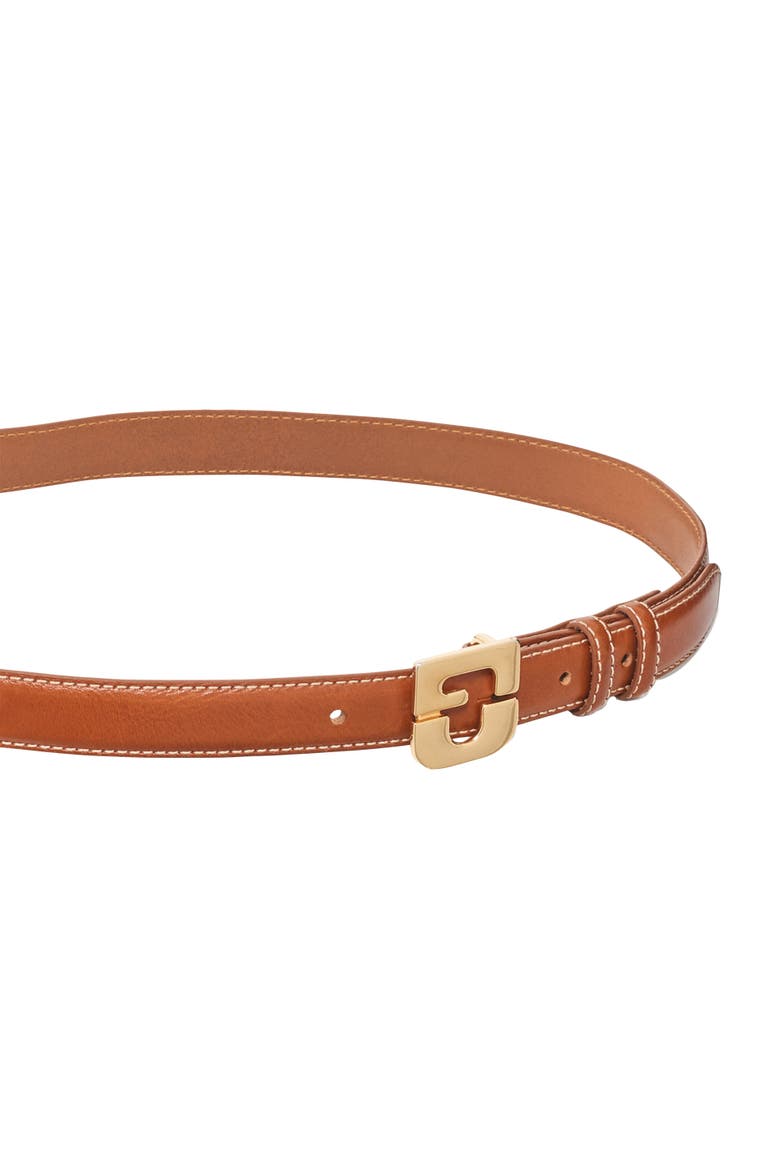 Le Lauren Slim Leather Belt, Alternate, color, Camel