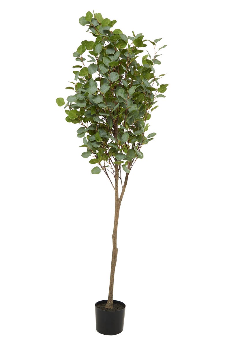 GINGER BIRCH STUDIO Green Faux Foliage Potted Artificial Eucalyptus Tree, Alternate, color, Green