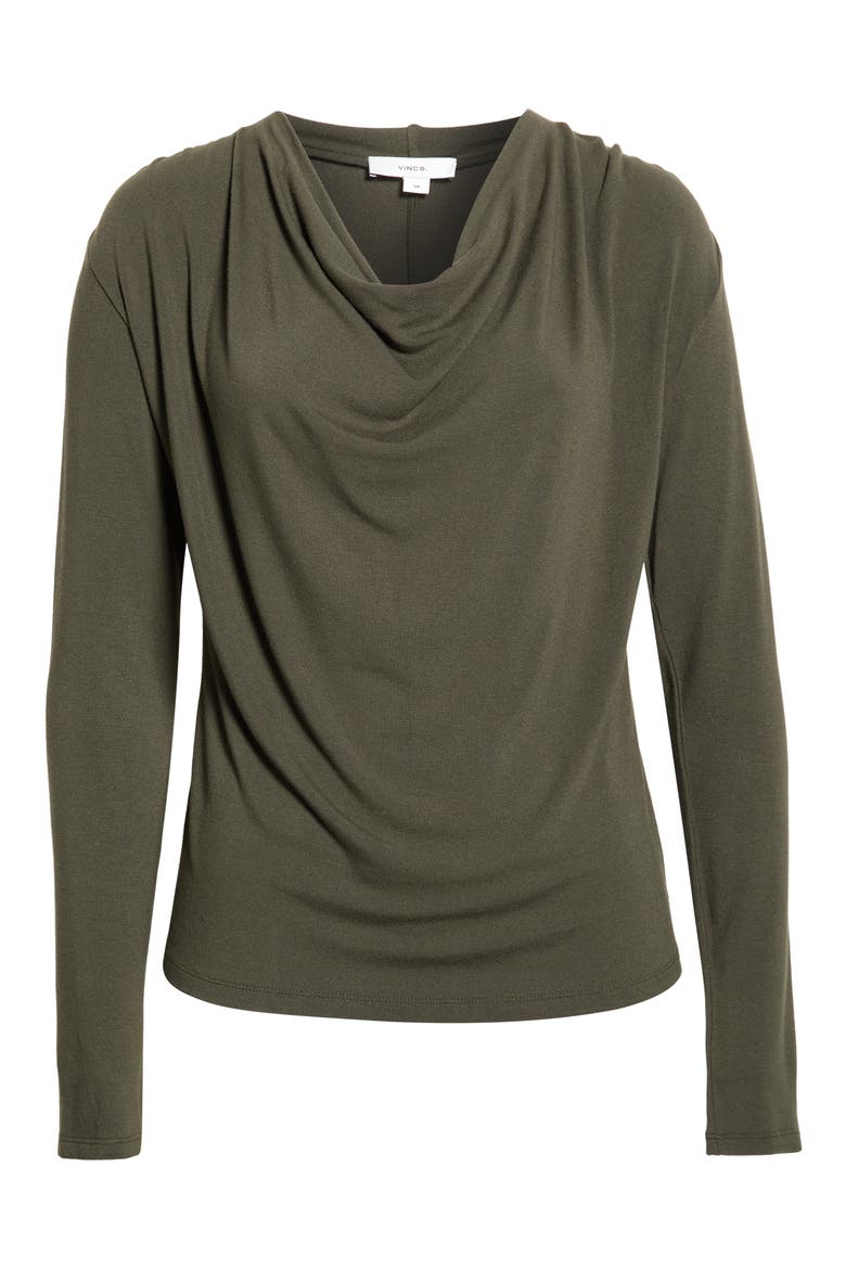 Cowl Neck Long Sleeve Top, Alternate, color, DARK MOSS