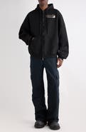 Balenciaga Large Distressed Silver Tape Logo Embroidered Zip Hoodie