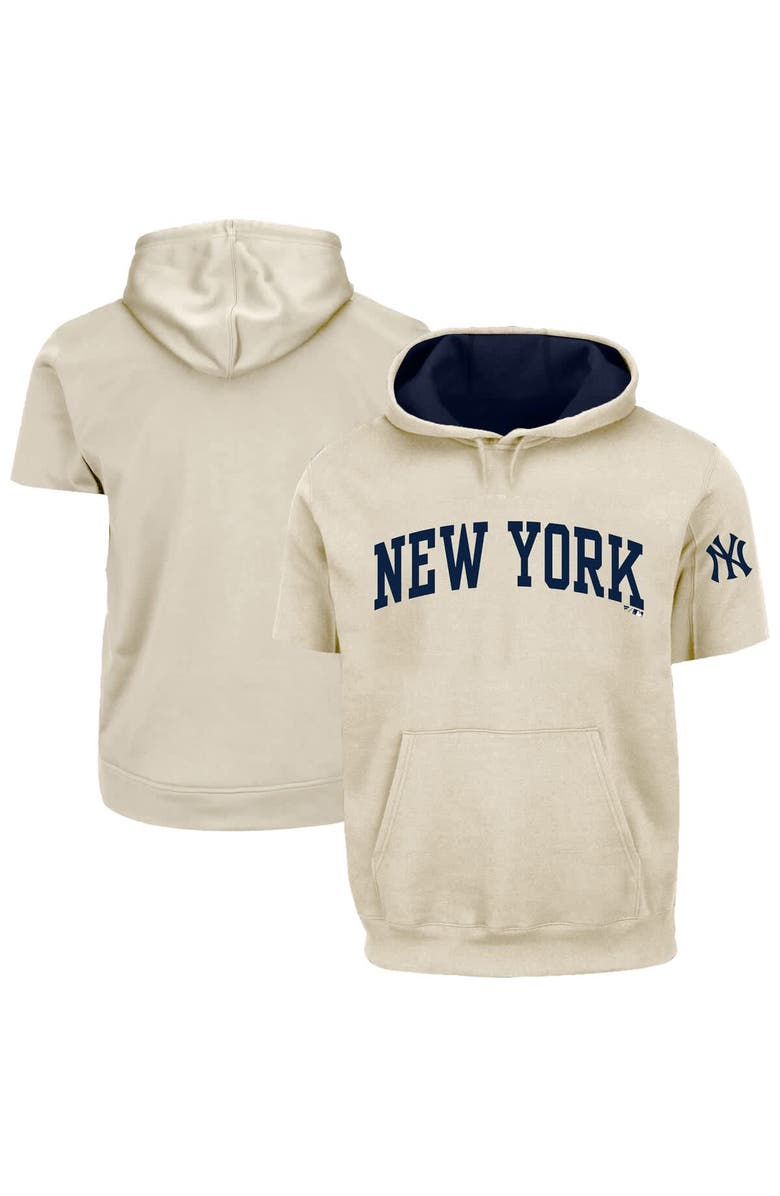 FANATICS Men's Fanatics  Cream/Navy New York Yankees Big & Tall Contrast Short Sleeve Hoodie, Main, color, Cream