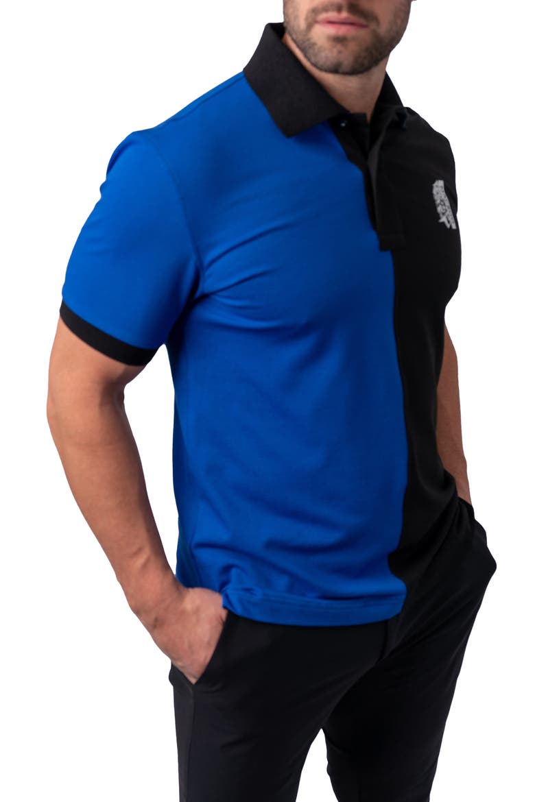 Mozartsplit Regular Fit Colorblock Egyptian Cotton Polo, Alternate, color, BLUE