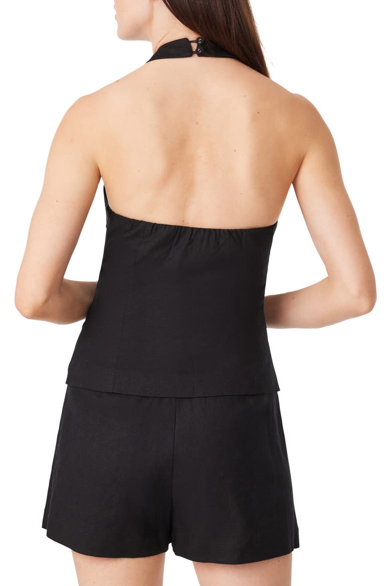Linen Blend Halter Vest, Alternate, color, BLACK