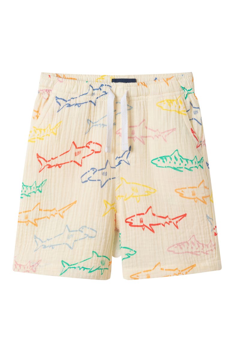 Kids' Printed Cotton Gauze Button-Up Shirt & Shorts Set, Alternate, color, WHA