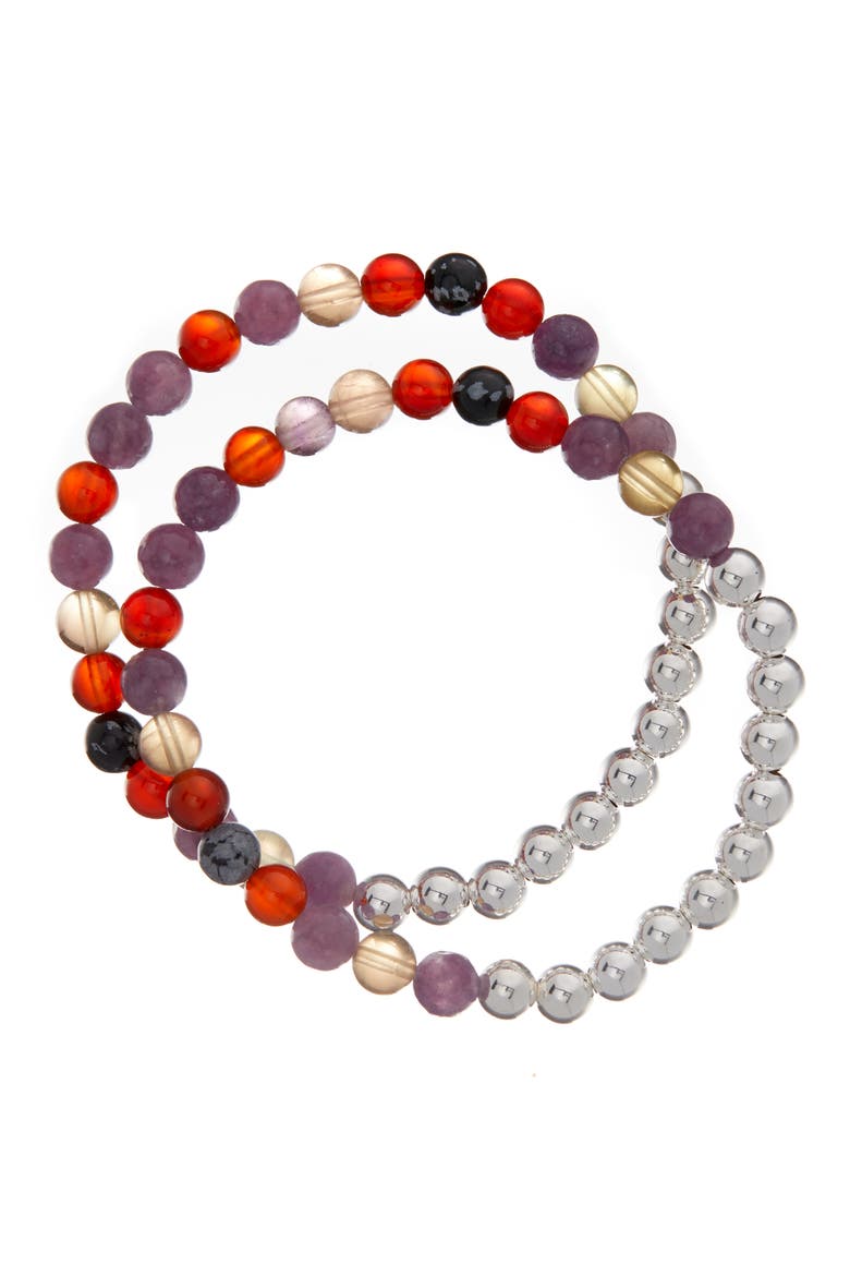N62 Smooth Digestion Set of 2 Healer's Bracelets, Alternate, color, SILVER