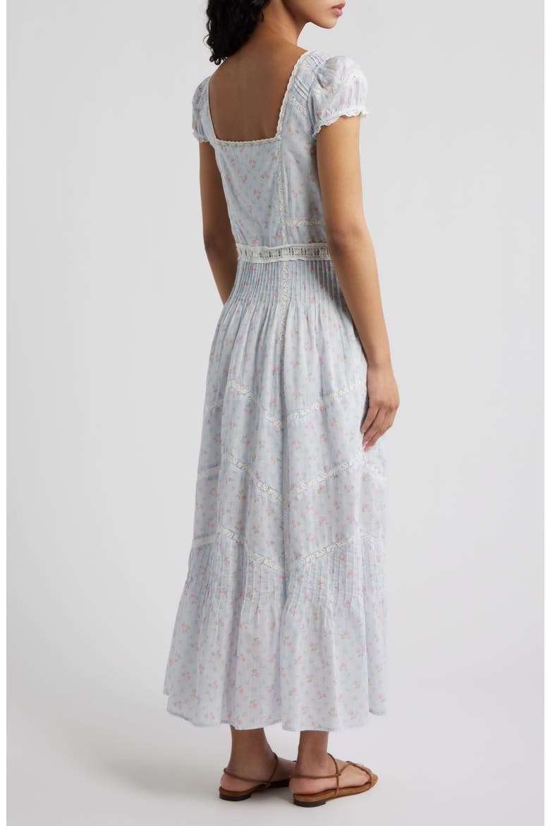 Aurela Lace Trim Pintuck Tiered Maxi Dress, Alternate, color, CHAPPARAL BLUE