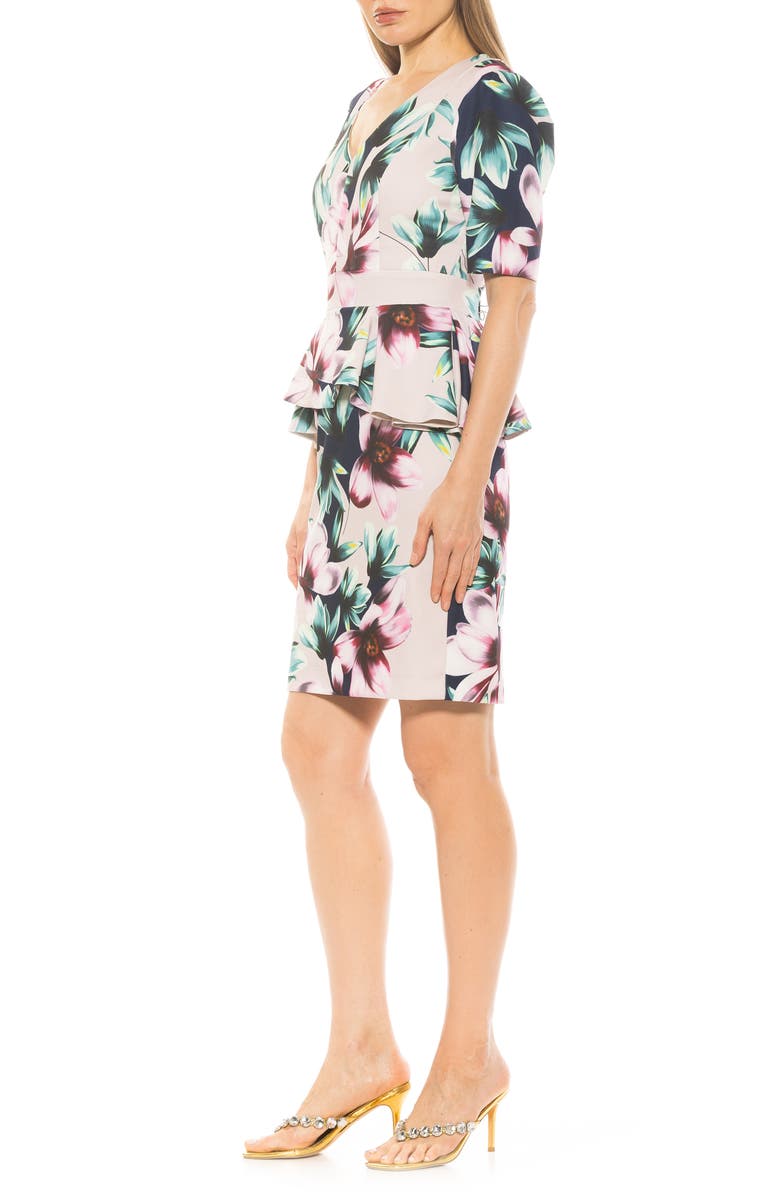 Alexia Admor Atlas V-Neck Sheath Midi Dress, Alternate, color, Beige Floral
