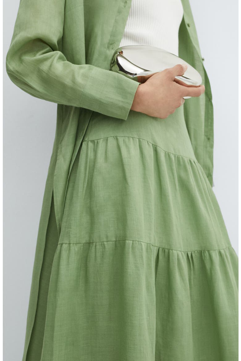Tiered Ramie Maxi Skirt, Alternate, color, GREEN