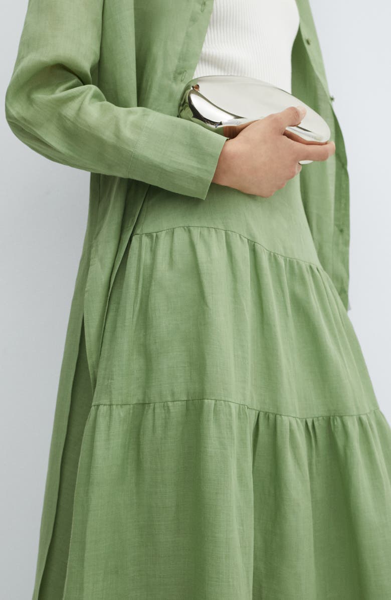 MANGO Tiered Ramie Maxi Skirt, Alternate, color, 