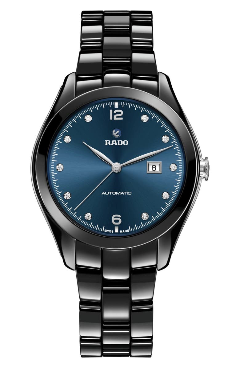 RADO Hyperchome Automatic Diamond Bracelet Watch, 36mm, Main, color, Black/ Blue