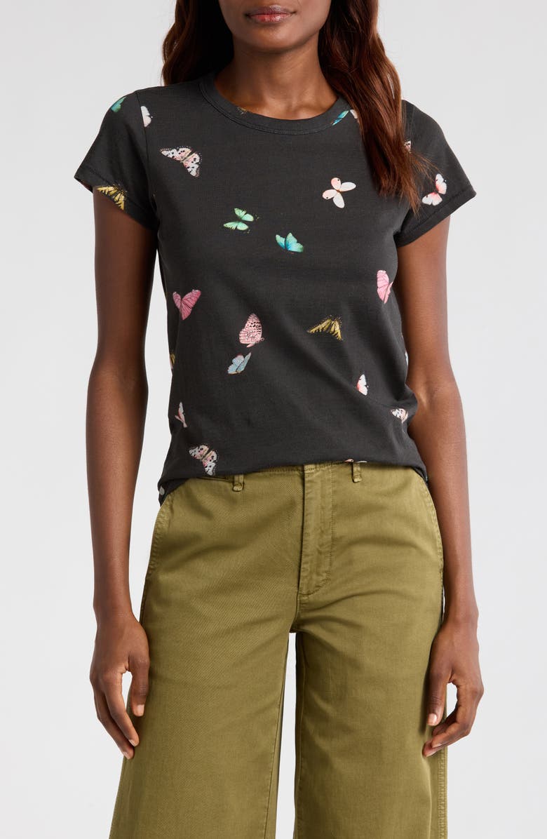 rag & bone Ozzy Butterfly Print Cotton Blend T-Shirt, Main, color,