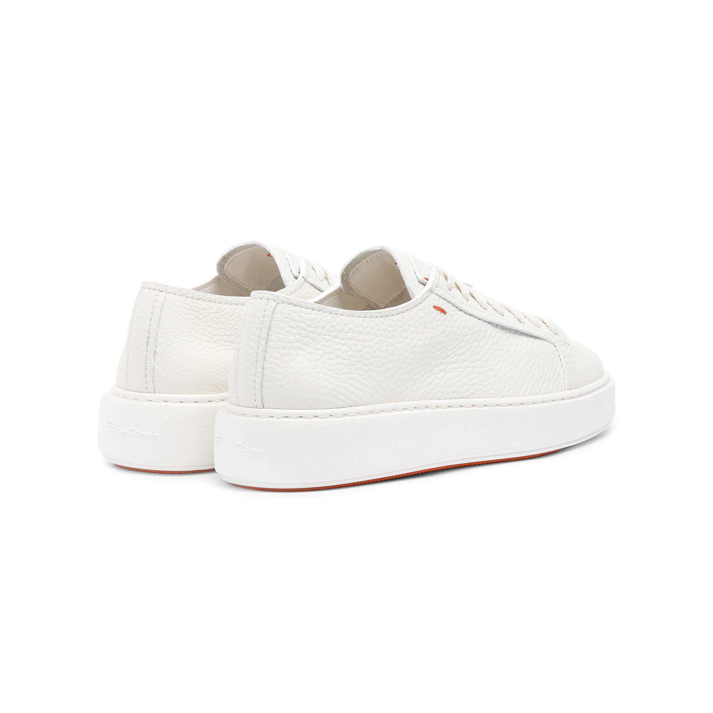 Santoni Women's tumbled leather sneaker, Alternate, color, White