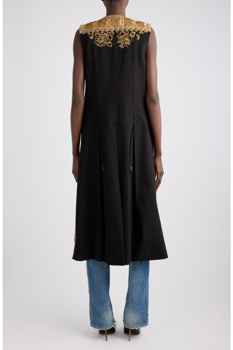 Genzel Embroidered Sleeveless Cotton Dress, Alternate, color, BLACK