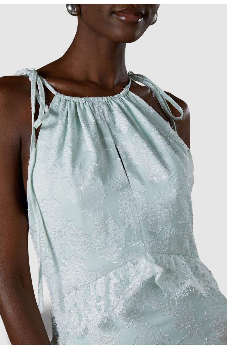 Coast Jacquard Halter Neck Frill Maxi Dress, Alternate, color, Mint