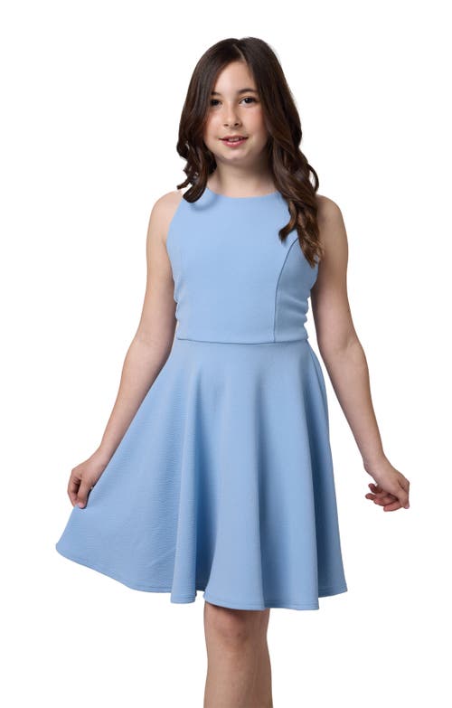Un Deux Trois Textured Stretch Racerback Dress In Blue