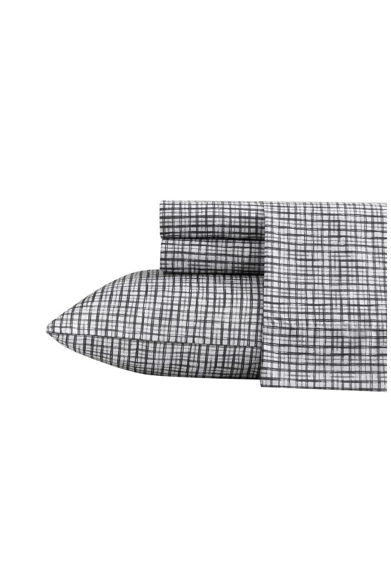 Sketchy Check Sheet Set, Main, color, WHITE/ CHARCOLE