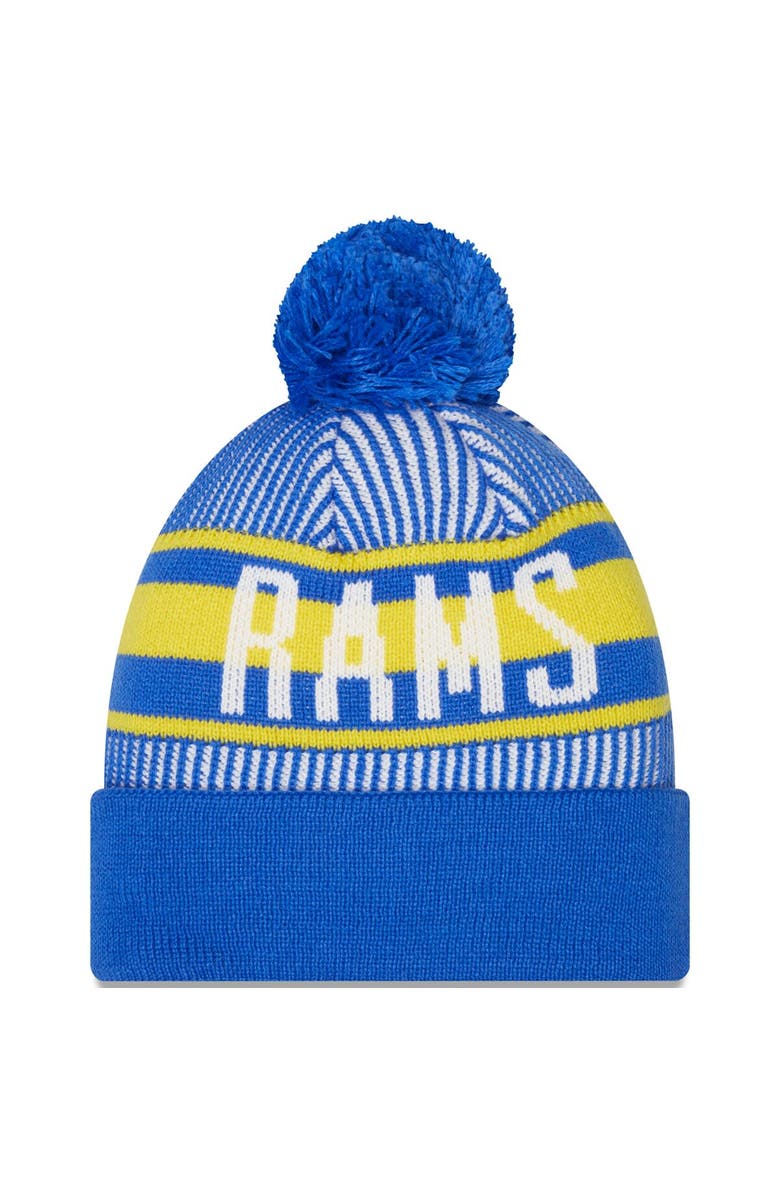 New Era Men's New Era Royal Los Angeles Rams Striped Cuffed Knit Hat with Pom, Alternate, color, Royal