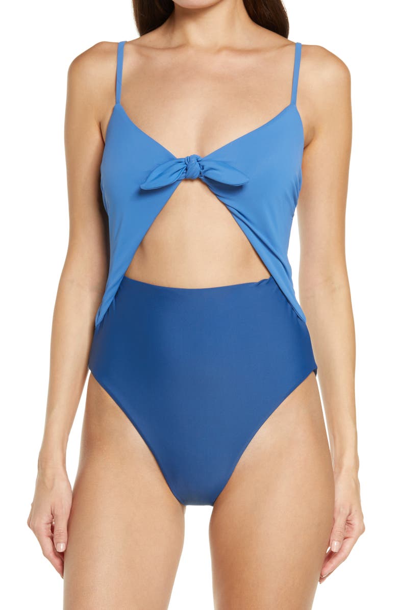 Veronica Beard Cutout One-Piece Swimsuit, Main, color, 