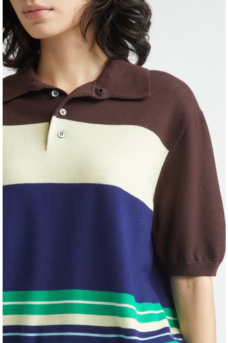 Luke Stripe Merino Wool Polo, Alternate, color, RUST MULTI