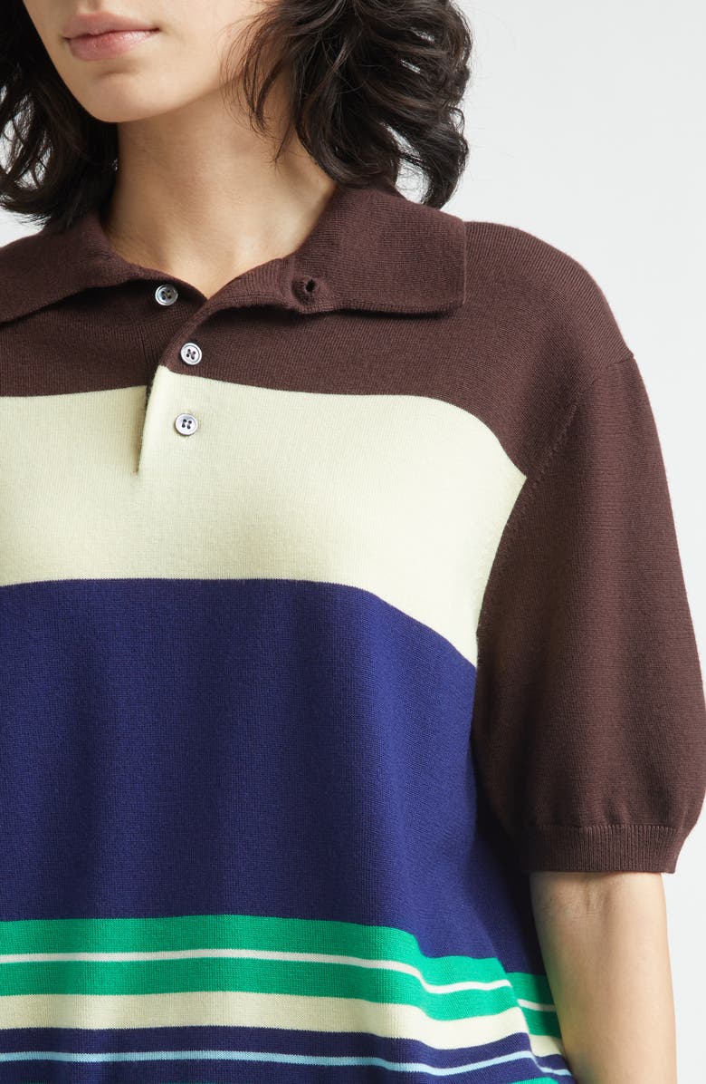 ZANKOV Luke Stripe Merino Wool Polo, Alternate, color, Rust Multi