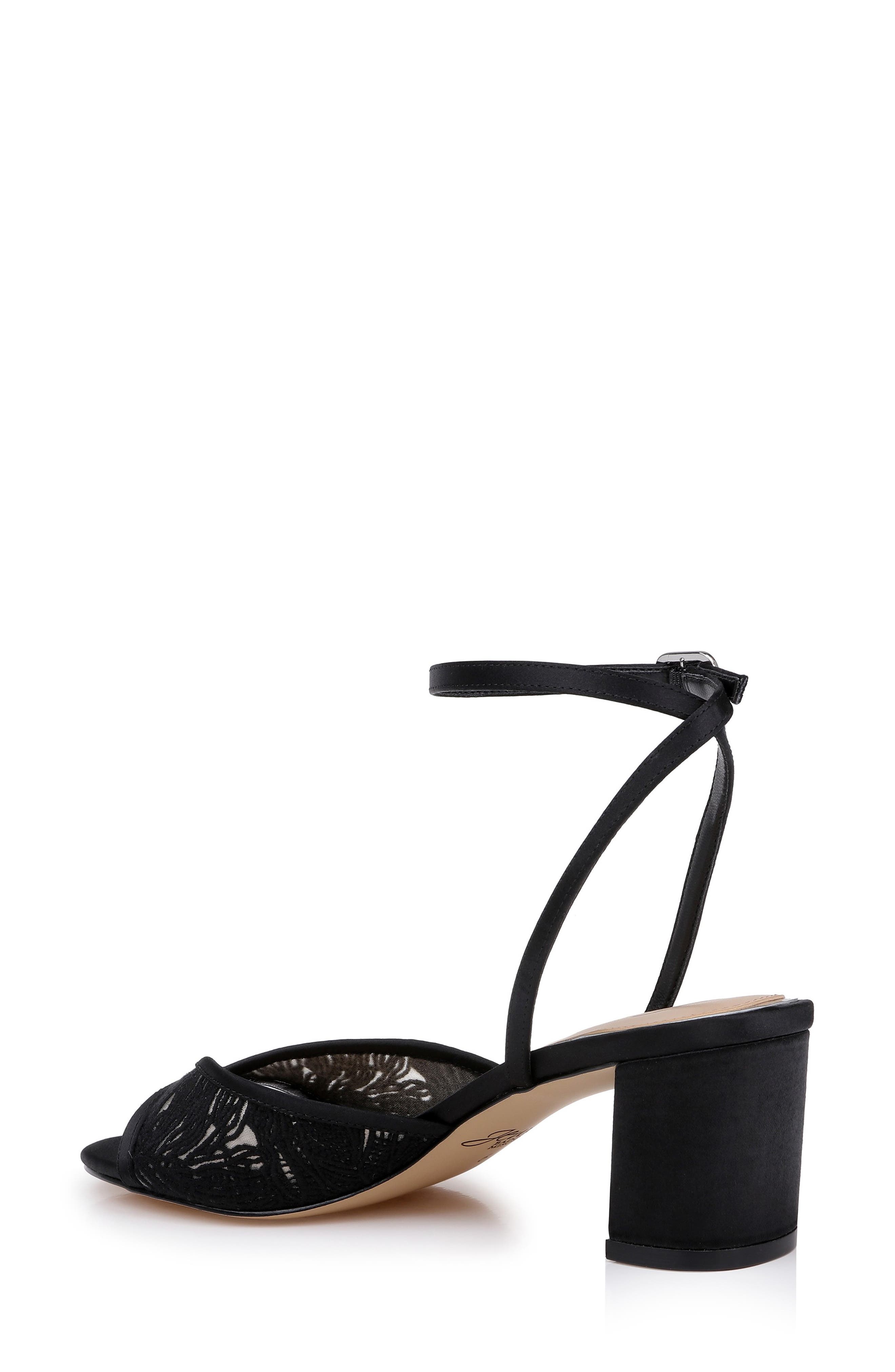Jewel Badgley Mischka Zaira Ankle Strap Sandal, Alternate, color, Black Satin