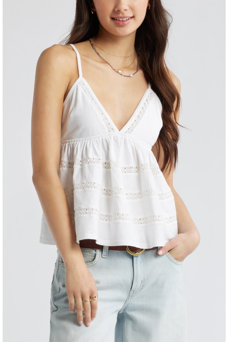 Inset Lace Babydoll Cami, Main, color, WHITE
