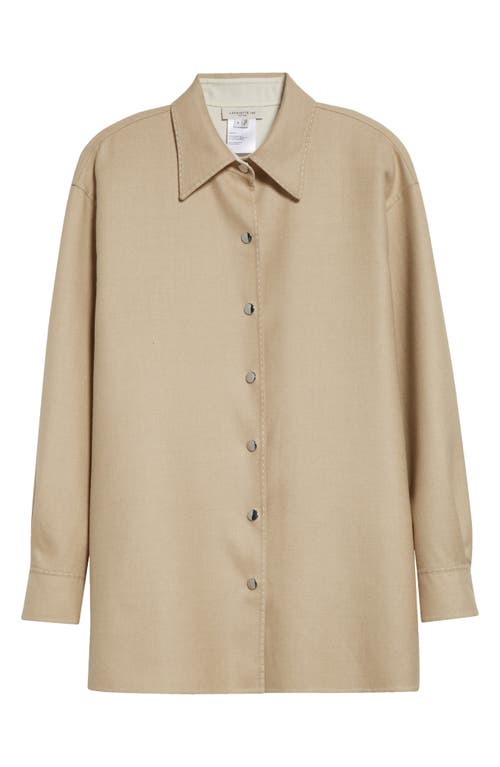 Lafayette 148 New York Double Face Wool & Silk Reversible Button-up Shirt In Beechnut/cloud
