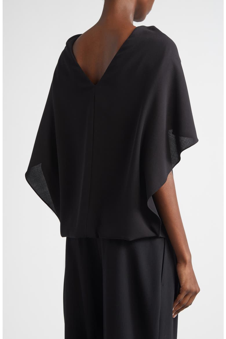 Wool Crepe Cape Top, Alternate, color, BLACK