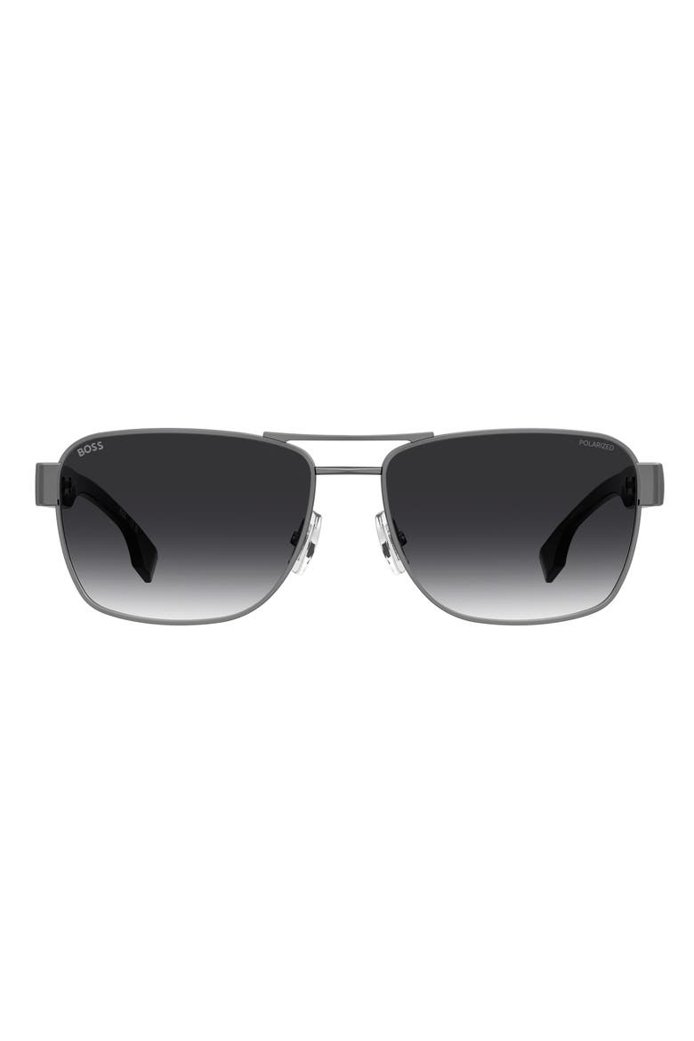 60mm Aviator Sunglasses, Main, color, BLACK DARK RUTHENIUM