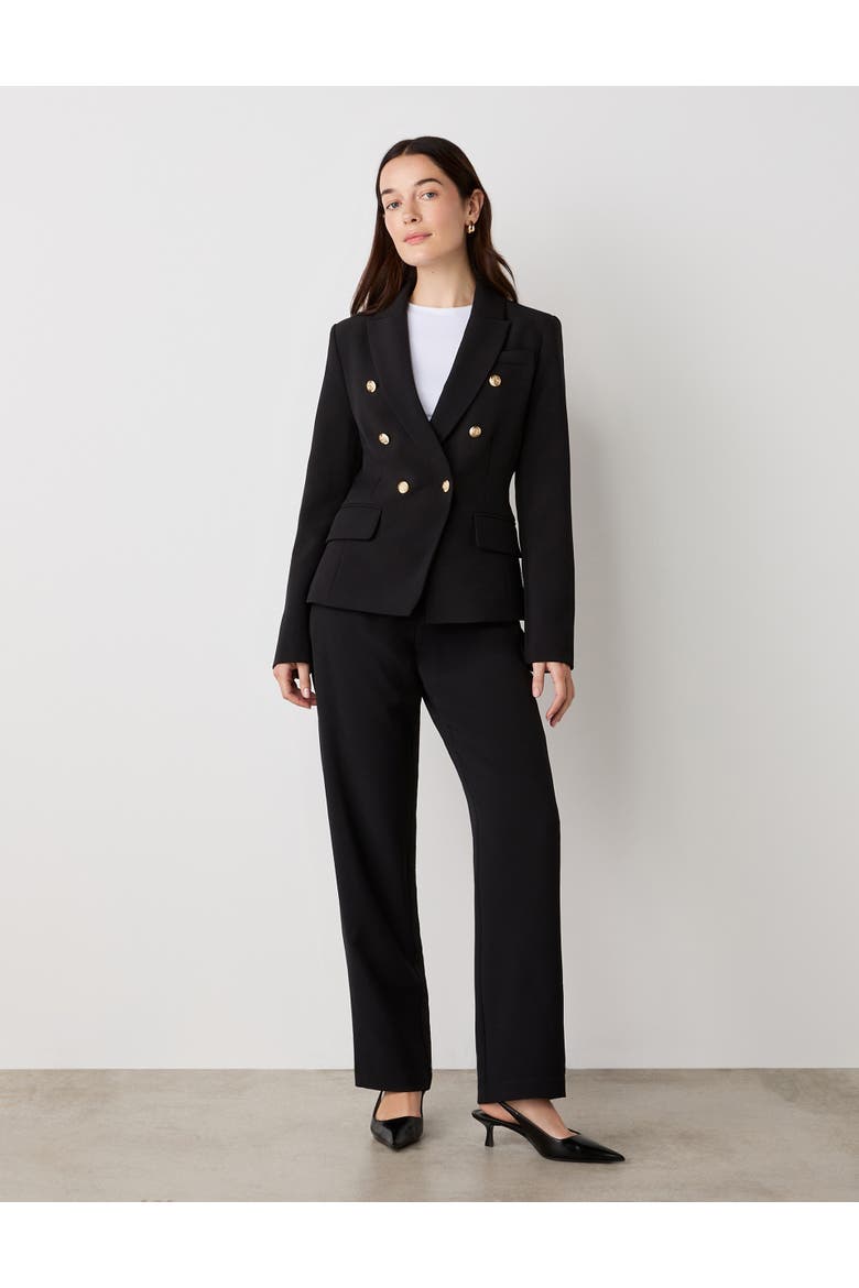 Lydia Long Sleeve Button Detail Blazer, Alternate, color, Black