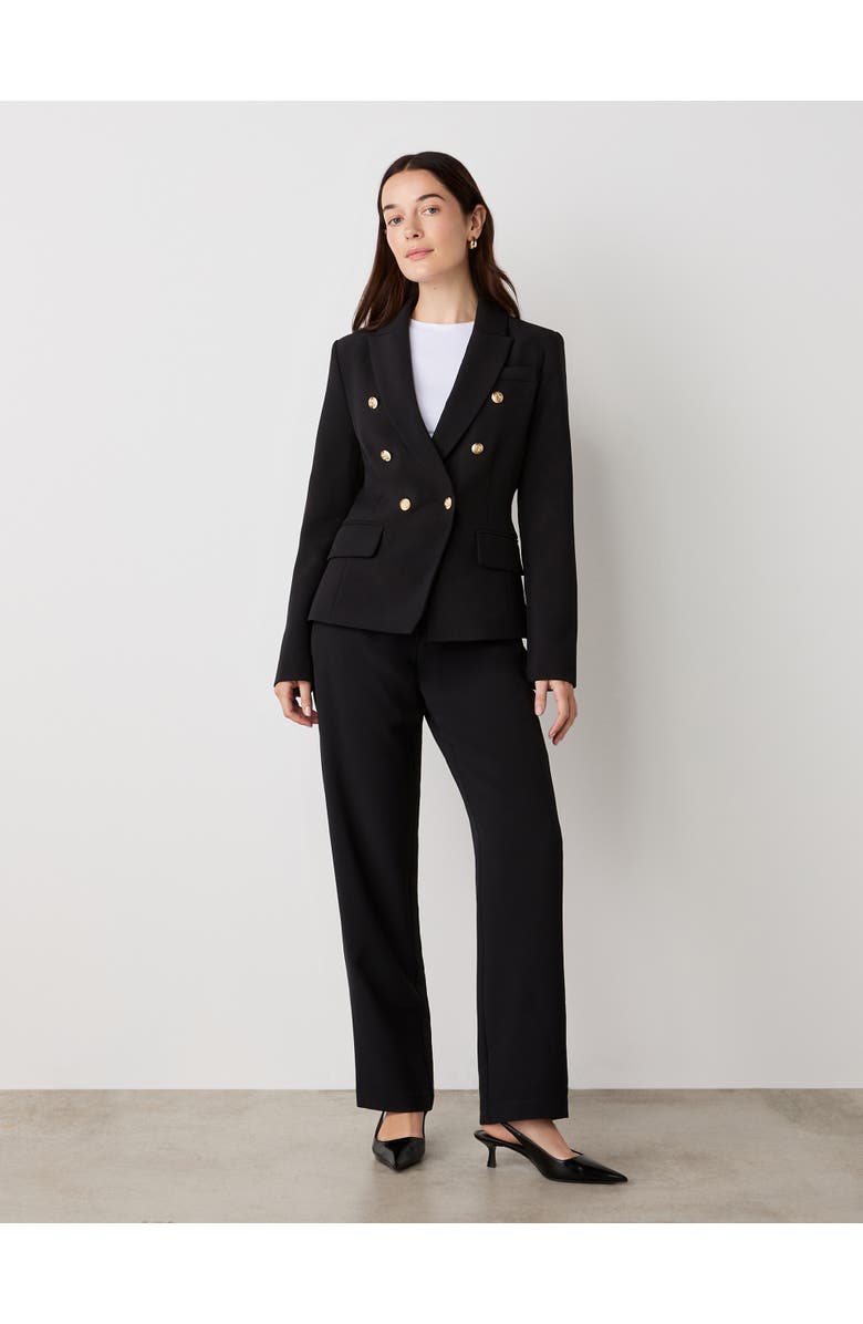 Finery London Lydia Long Sleeve Button Detail Blazer, Alternate, color, Black