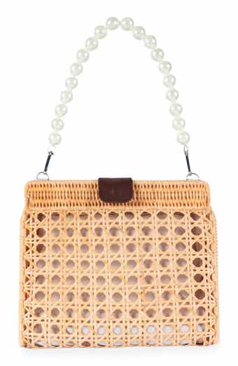 Jelavu Faux Pearl Top Handle Rattan Bag
